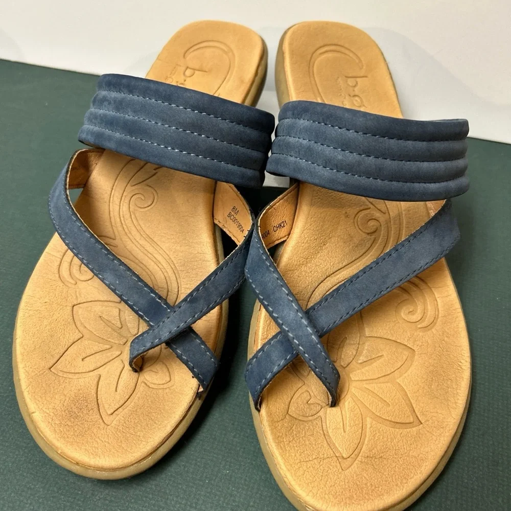 b.o.c By Born Womens 8 Alisha Blue Slip On‎ Strappy Sandal Slide Summer Casual